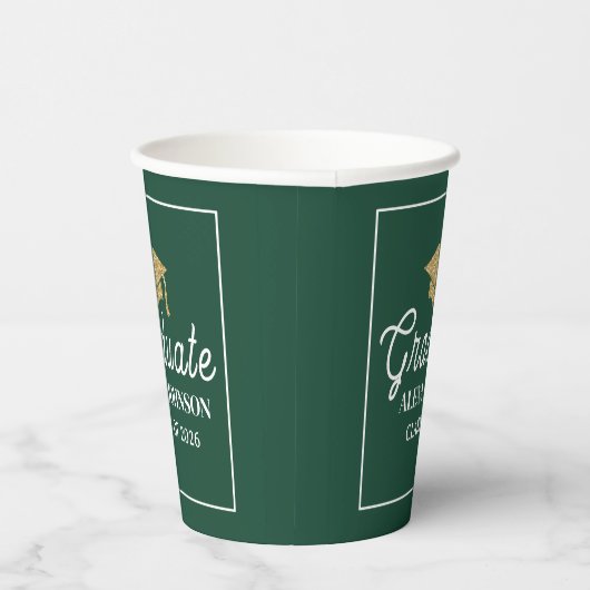 Elegant Green Class Of 2026 Graduation 紙コップ (右)