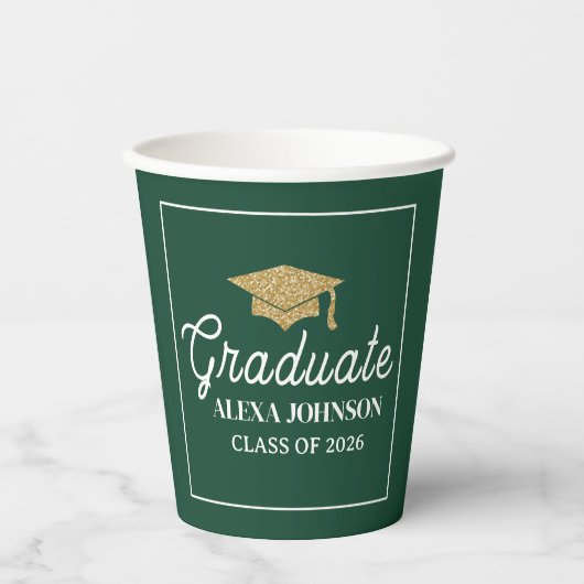 Elegant Green Class Of 2026 Graduation 紙コップ (正面)