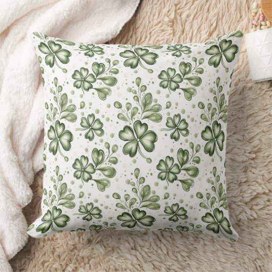 Elegant Green Clover Pattern  クッション (ブランケット)