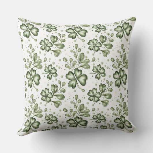 Elegant Green Clover Pattern  クッション (裏面)