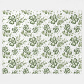 Elegant Green Clover Pattern  フリースブランケット (正面(横))