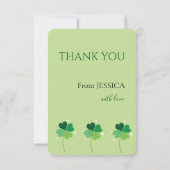 Elegant Green Clover Zazzle Thank You Card サンキューカード (裏面)