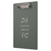 Elegant Green & Cream Botanical Personalized クリップボード (左)