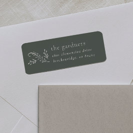 Elegant Green & Cream Botanical Return Address ラベル