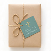 Elegant Green Cross Boy First Communion フェイバータグ