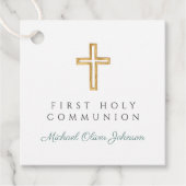 Elegant Green Cross Boy First Communion フェイバータグ (正面)