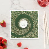 Elegant Green Damask Wedding スタンダードランチョンナプキン (インサイチュ)
