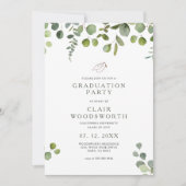 Elegant Green Eucalyptus Graduation Invitation 招待状 (正面)