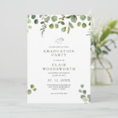 Elegant Green Eucalyptus Graduation Invitation 招待状 (スタンド正面)