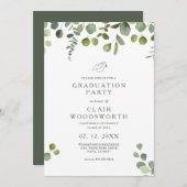 Elegant Green Eucalyptus Graduation Invitation 招待状 (正面/裏面)