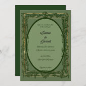 Elegant Green Filigree Wedding Invitation 招待状 (正面/裏面)