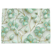 Elegant Green Floral ラージペーパーバッグ (正面)