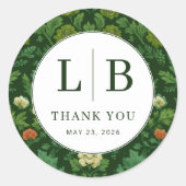 Elegant Green Floral Botanical ラウンドシール (正面)