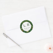 Elegant Green Floral Botanical ラウンドシール (封筒)