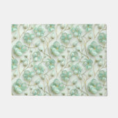 Elegant Green Floral Door Mat ドアマット (正面)