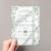 Elegant Green Floral Line Art Wedding Invitation  アクリル招待状 (インサイチュ (ポータブル))