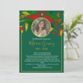 Elegant Green Floral Memorial Funeral Photo  招待状 (スタンド正面)