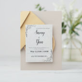 Elegant Green Floral Save the Date Wedding Invitat サンキューカード (スタンド正面)