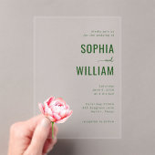 Elegant Green Floral Wedding Invitation アクリル招待状 (インサイチュ (ポータブル))