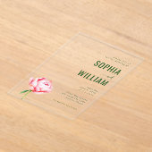 Elegant Green Floral Wedding Invitation アクリル招待状 (レイダウン)