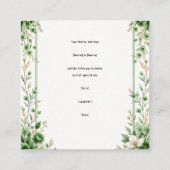 Elegant Green Floral Wedding Invitation Template エンクロージャーカード (裏面)