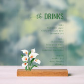 Elegant Green Floral Wedding Menu アクリルサイン (ニュートラル)