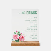 Elegant Green Floral Wedding Menu アクリルサイン (正面)