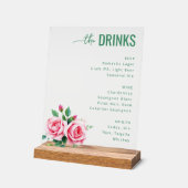 Elegant Green Floral Wedding Menu アクリルサイン (傾斜)