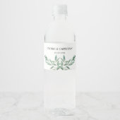 Elegant Green Foliage  Wedding  Water Bottle Label ペットボトルラベル (正面)