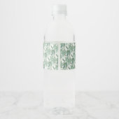 Elegant Green Foliage  Wedding  Water Bottle Label ペットボトルラベル (裏面)