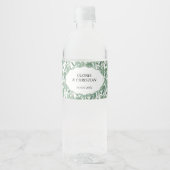 Elegant Green Foliage  Wedding  Water Bottle Label ペットボトルラベル (正面)