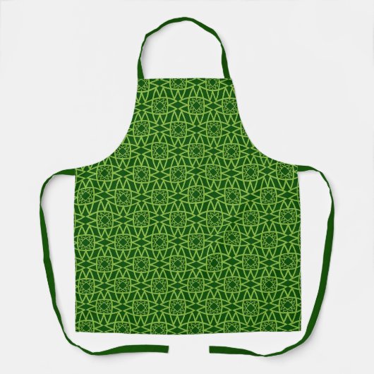  Elegant Green Geometric Patterns エプロン (正面)