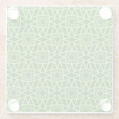  Elegant Green Geometric Patterns ガラスコースター (裏面)