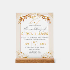 Elegant Green & Gold Acrylic Welcome Sign アクリルサイン