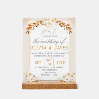 Elegant Green & Gold Acrylic Welcome Sign アクリルサイン