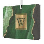 Elegant Green Gold Agate Monogram カーエアーフレッシュナー (左)