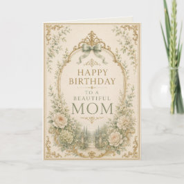 Elegant Green & Gold Birthday Card for Mom カード