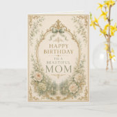 Elegant Green & Gold Birthday Card for Mom カード (黄色い花)
