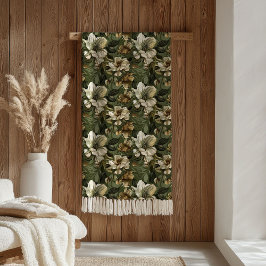 Elegant Green Gold Blanket Botanical Chic Accent フリースブランケット