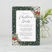 Elegant Green Gold Botanical Christmas Party 招待状 (スタンド正面)