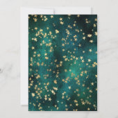 Elegant Green & Gold Celestial Starry Wedding 招待状 (裏面)