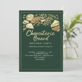 Elegant Green & Gold Charcuterie Board Birthday 招待状 (スタンド正面)