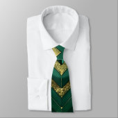 Elegant Green Gold Chevron Pattern ネクタイ (タイ)