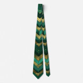 Elegant Green Gold Chevron Pattern ネクタイ (正面)