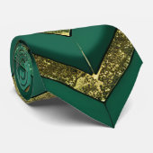 Elegant Green Gold Chevron Pattern ネクタイ (ロール)