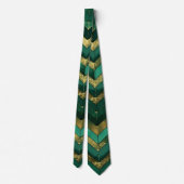 Elegant Green Gold Chevron Pattern ネクタイ (裏面)