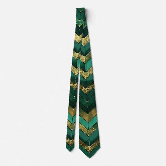 Elegant Green Gold Chevron Pattern ネクタイ (裏面)