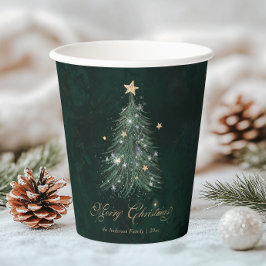 Elegant Green Gold Christmas Tree  紙コップ