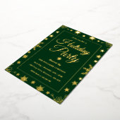 Elegant Green Gold Foil Corporate Holiday Party 箔招待状 (回転した状態)