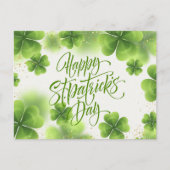 Elegant Green Gold Glitter St Patricks Day Script ポストカード (正面)
